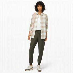 Lululemon Full Day Ahead ShirtRevive Plaid Mojave Tan Nimbus​​